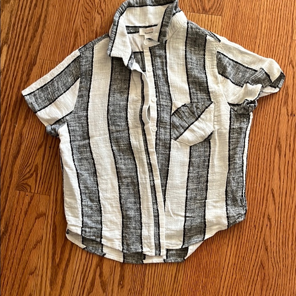 Linen striped shirt cropped shirt
